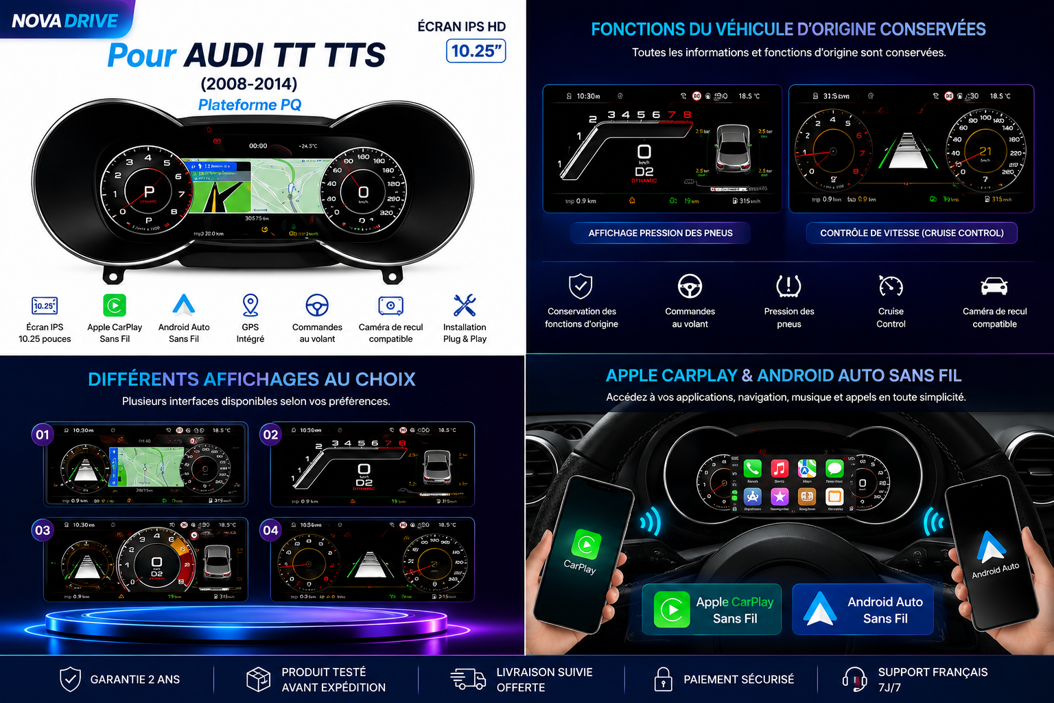 Tableau de Bord Numérique Audi TT / TTS / TTRS (2008-2014)