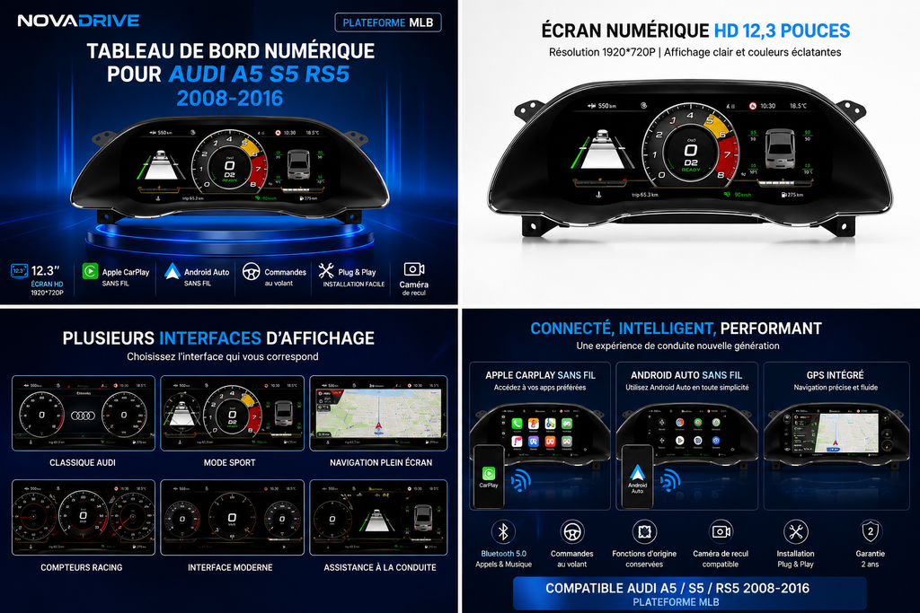 Tableau de bord numérique Audi A5 / S5 / RS5 (2008-2016)