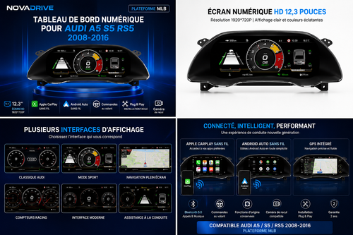 Tableau de bord numérique Audi A5 / S5 / RS5 (2008-2016)