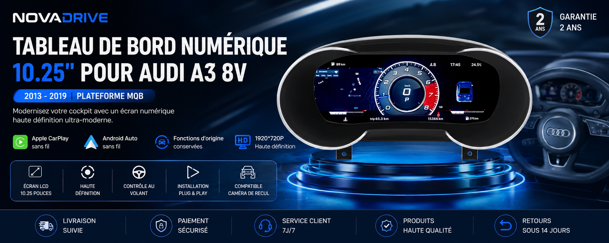 Tableau de Bord Numérique Audi A3/S3/RS3 8V (2013-2019)